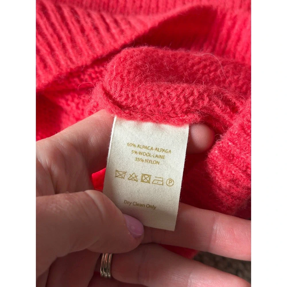 Free People Sweater Gosammer V Neck Alpaca Blend Coral Red XS